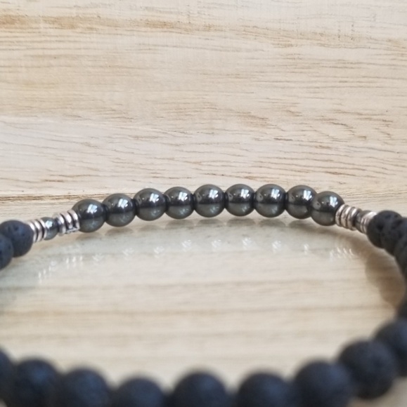 Lava Bead & Hematite Bracelet - Picture 4 of 7